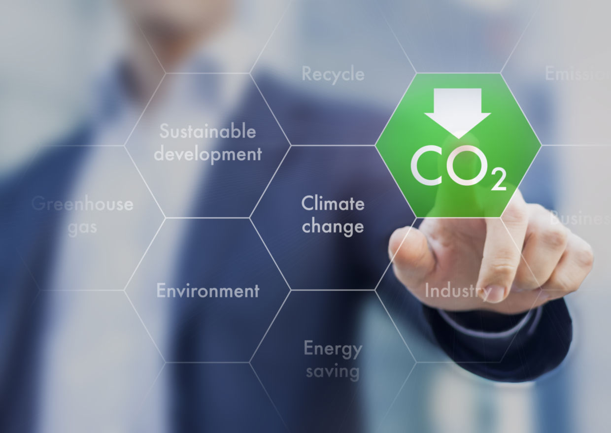 reduce carbon emissions stock image